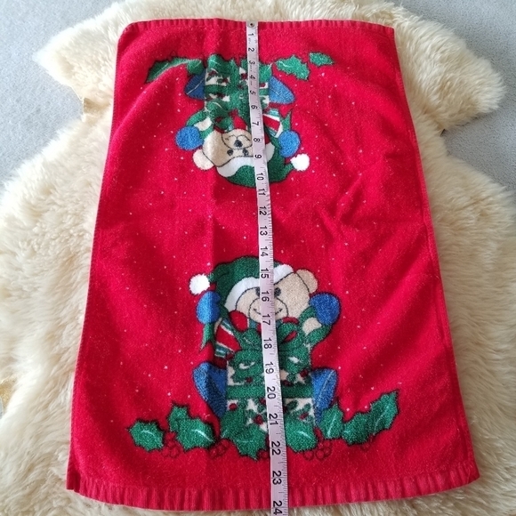 Vintage Holiday Teddy Bear Christmas Hand Wash Towels - Picture 3 of 9
